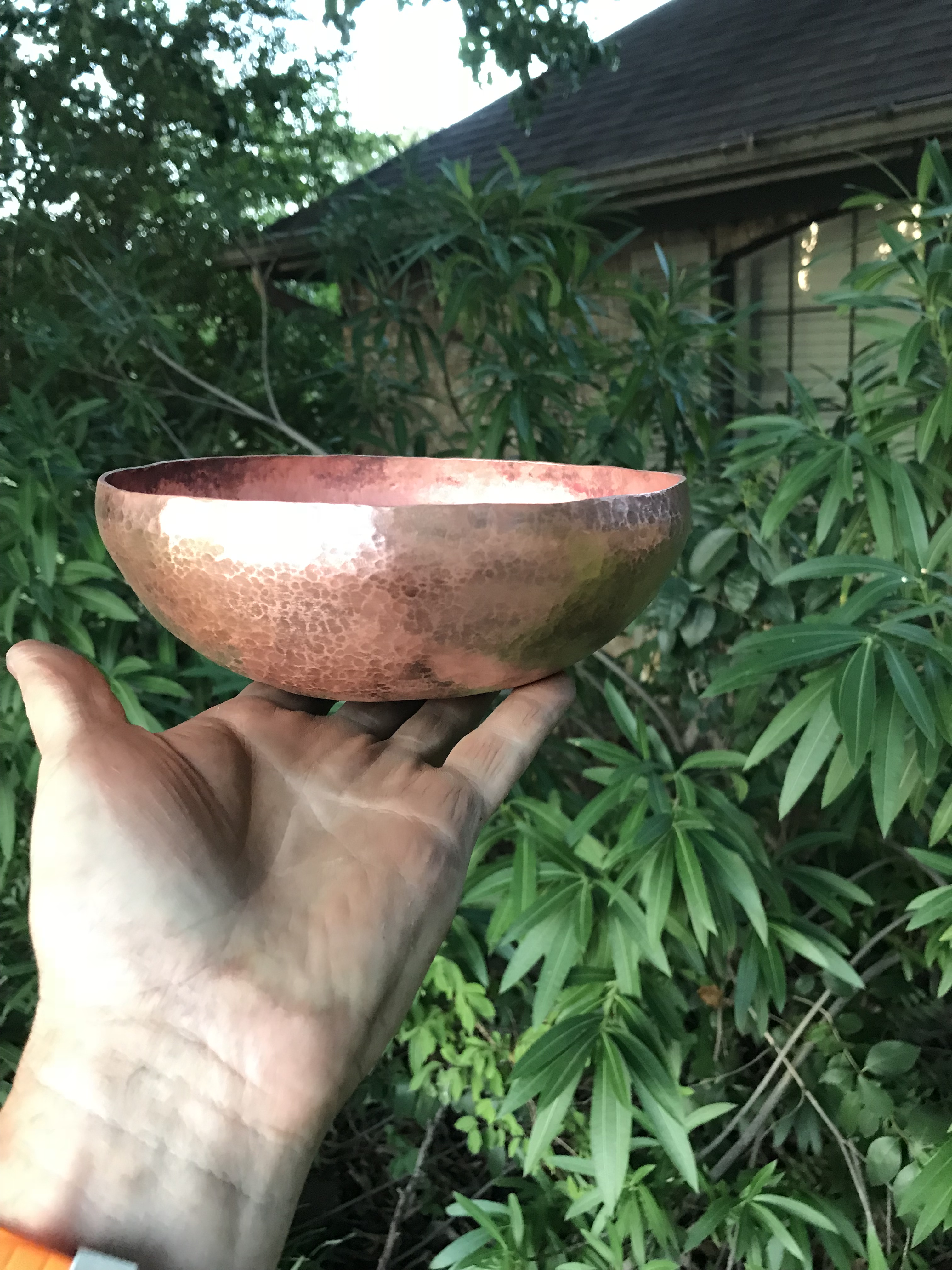 9" hammered copper bowl