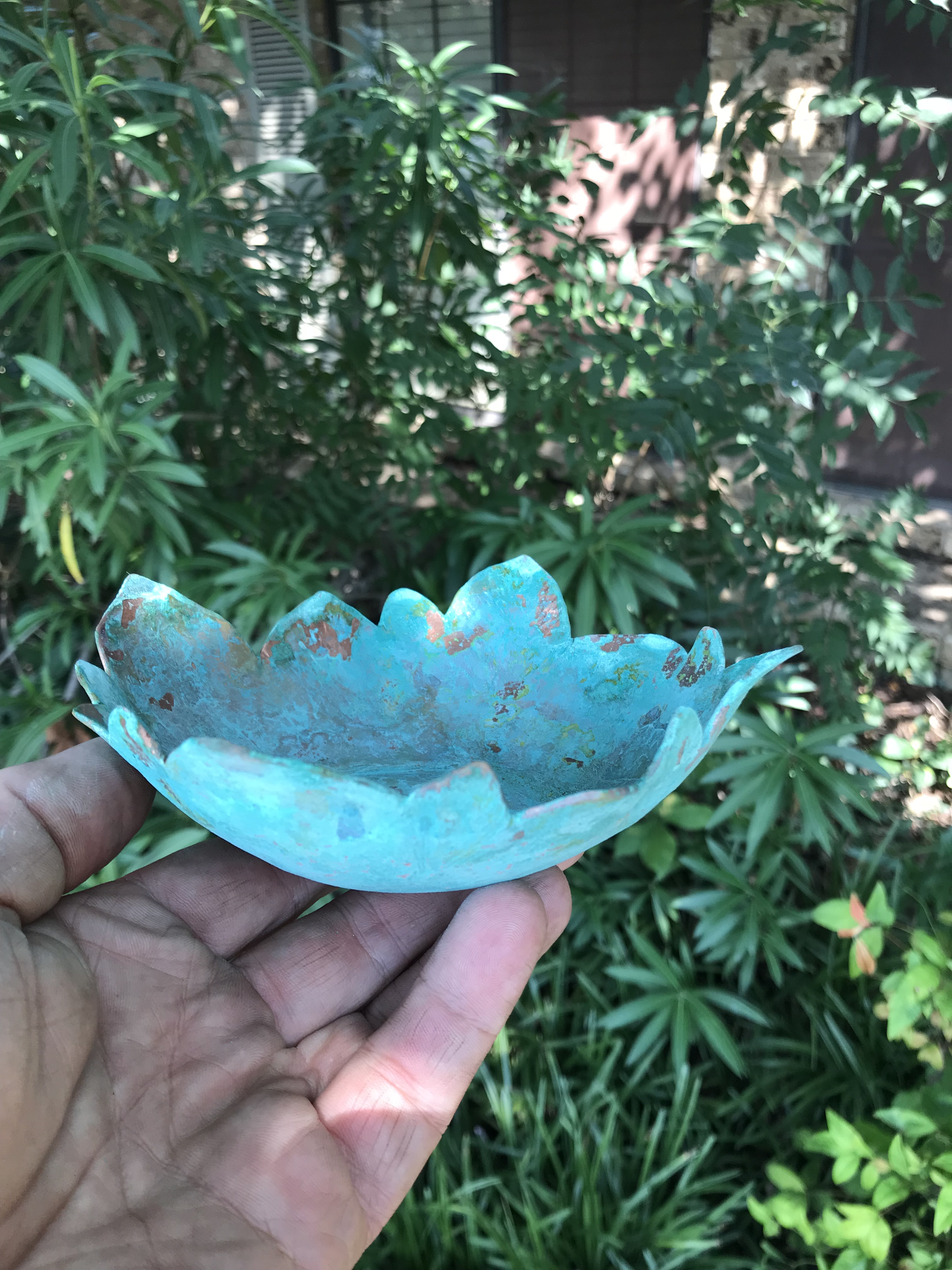 Lotus bowl #6 verdigris patina